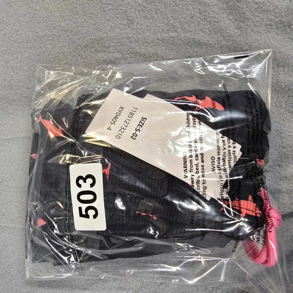 Maamgic Mens Shark Print Swim Trunks Black Pink Quick Dry Board Shorts Small NWT